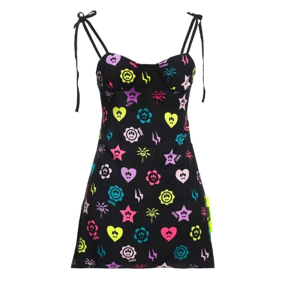 Barrow Black Dress with Neon Multi-Icon Print